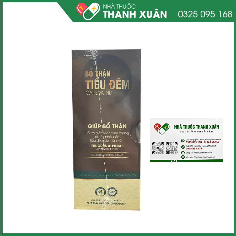 Bổ Thận Tiểu Đêm Caremond giúp hỗ trợ bổ thận, hỗ trợ giảm các triệu chứng đi tiểu nhiều lần, tiểu đêm do thận kém